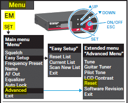 menu reset em100 sennheiser